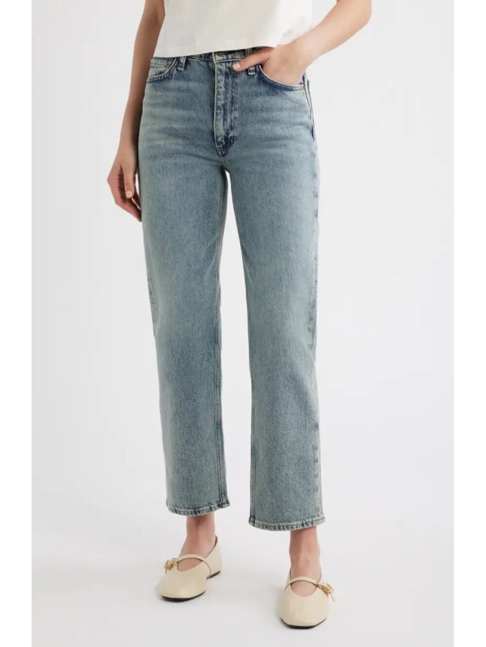 NWT New $278 Rag & Bone Harlow Mid Rise Ankle Straight Leg Jeans In Amity Sz 28